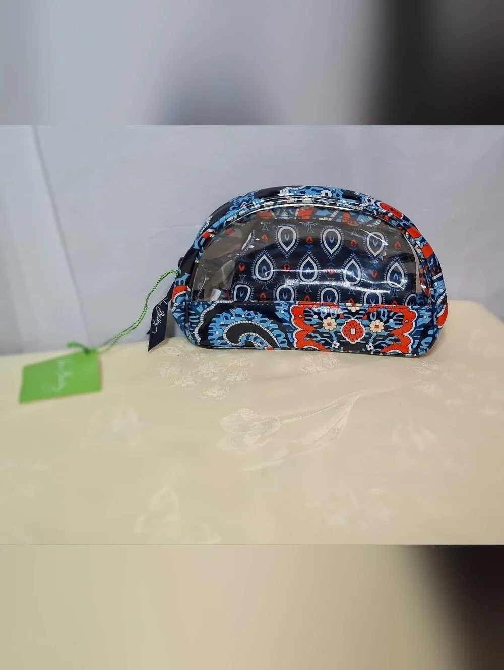 Vera Bradley Marrakesh Navy Blue & Red Paisley Clear Cosmetic Pouch- NWT